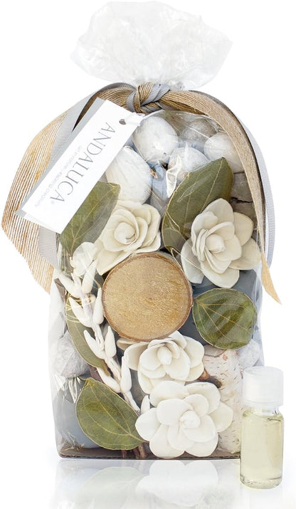 ANDALUCA Cashmere Oak Potpourri | Large 20 oz Bag + Fragrance Vial | Scents of Orchid, Eucalyptus, Mandarin, Black Rose, Cashmere Musk and Patchouli