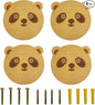 4PCS Wooden Panda Shaped Cabinet Knobs, Cabinet Handles, Single Hole Beech Wood Handles, Wood Hooks with Full Set of Screw Accessories