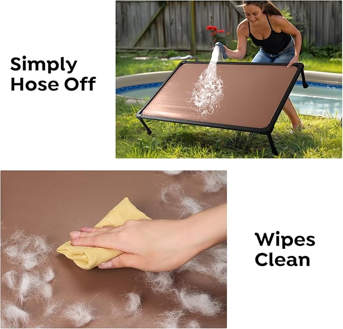 Veehoo Chew-Proof Elevated Dog Bed, Durable Training Platform for Large Dogs, Indoor/Outdoor Raised Pet Cot, Brown, 41x27inches, Model CWC2420CP-Mewly Pet