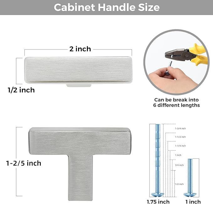 5 Pack Brushed Nickel Cabinet Knobs - Kitchen Cabinet Knobs Silver Cabinet Pulls for Kitchen Cabinet Drawer Stainless Steel Dresser Knobs for Cabinet Hardware 2in Length Single Hole Square