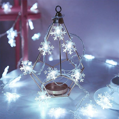 DomeStar Christmas Snowflake String Lights,9.8Ft 20 LED Battery Powered Christmas Fairy Lights Hanging Decor for Xmas Tree Party Wedding New Year Bedroom Patio Wall Indoor Outdoor Decorations Blue