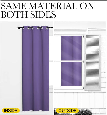 NICETOWN Window Curtain Panels, Thermal Insulated Solid Grommet Blackout Draperies/Drapes for Basement (Lilac Purple, 1 Pair, 29 by 45-inch)