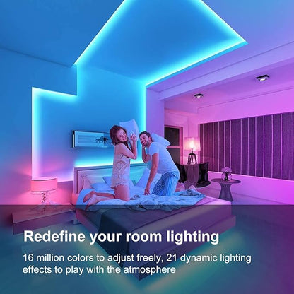 130 FT Led Lights For Bedroom,Music Synchronized, Intelligent Application Remote Control Color Change Bluetooth LED Strip Lights, Used For Bedroom, Kitchen, Room Lighting Decoration