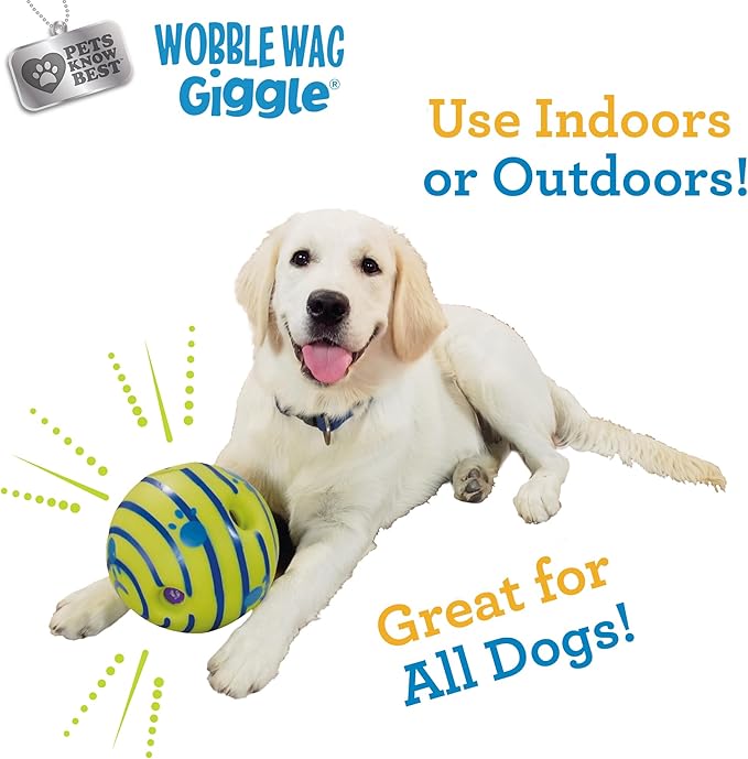Wobble Wag Giggle Ball | Rolling Enrichment Toy for Fun Playtime, Interactive Play for Indoor or Outdoor, Keeps Dogs & Puppies Large, Medium or Small Busy & Moving, As Seen on TV | Pack of 1-Mewly Pet
