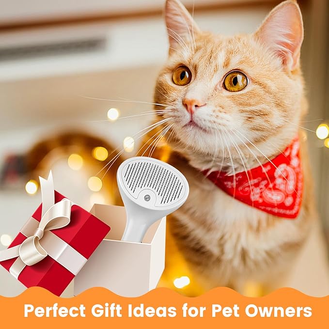 3 In 1 Cat Brush, Anti-Static Dog Brush One-click Self-cleaning Comb for Furry Pet, Rechargeable USB Cat Steam Brush for Shedding, Horse and Dog-Mewly Pet