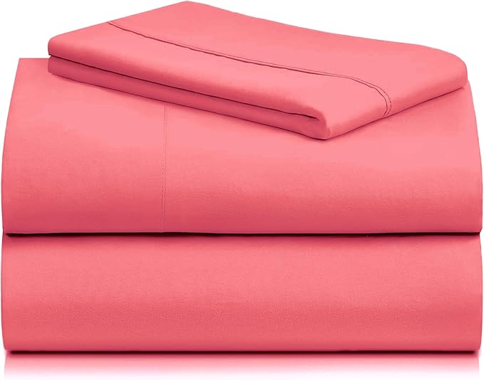 LuxClub 3 PC Sheet Set Bed Sheets Deep Pockets 16" Eco Friendly Wrinkle Free Cooling Machine Washable Hotel Bedding Silky Soft - Vermilion Twin XL