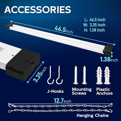 hykolity 1 Pack 4FT Linkable LED Shop Light for Garage, 6500lm, 4FT 60W Utility Light Fixture, 5000K Daylight LED Workbench Light with Plug, Hanging or Surface Mount, Black - ETL