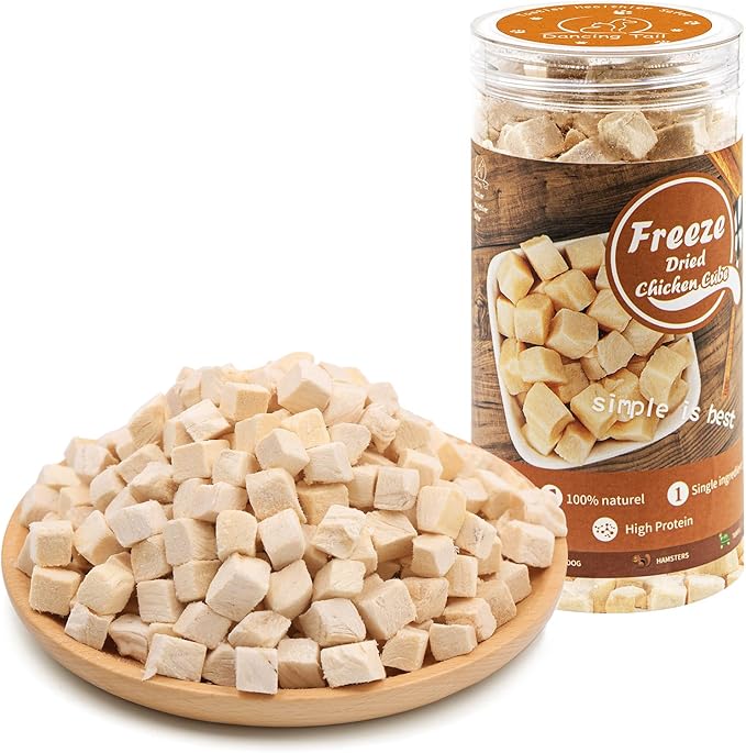 Freeze Dried Raw Cat and Dog Treats, Healthy Limited Ingredient Chicken Cube Weight Control Traing Treats for Small Dogs Cats (Chicken)-Mewly Pet