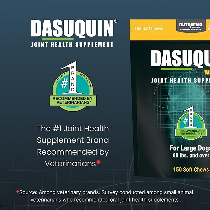 Nutramax Laboratories Dasuquin with MSM Soft Chews, Large Dog, 150 Count, brown-Mewly Pet