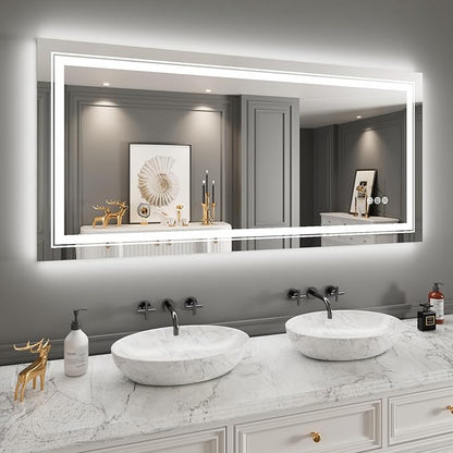 LED Mirror for Bathroom, 72"X36" with 8 RGB Backlit +3 Front Lit (Adjustable Individually), Anti-Fog, Large Lighted Bathroom Vanity Mirror for Wall,Shatterproof,Memory Function,Tempered Glass