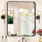 28×32 Black Frame Mirror for Over Sink - Rectangular Decorative Bathroom Mirrors with Rounded Corners & Aluminium Frame, Tempered-Glass, Restroom, Entryway, Wall, Vanity