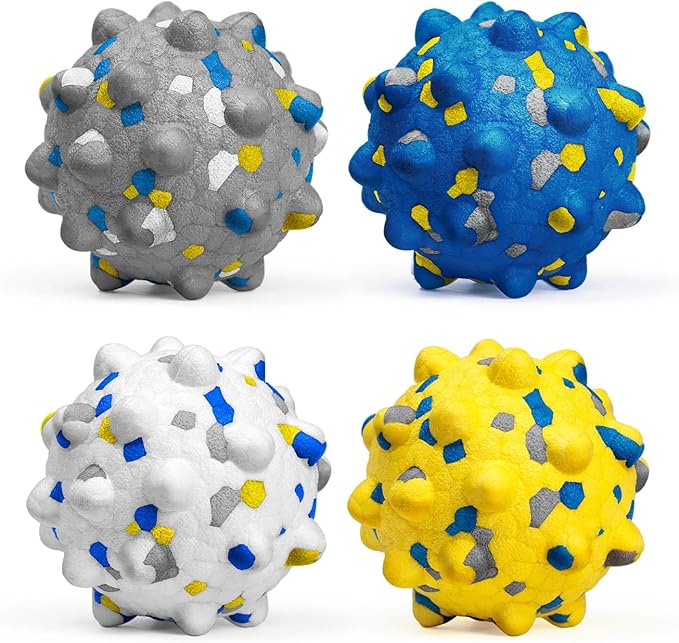 Dog Tennis Balls for Aggressive Chewers, Indestructible Durable Bouncy Interactive Toy for Dogs Fetch Game Lightweight Floating Outdoor Training(4Pcs Medium)-Mewly Pet