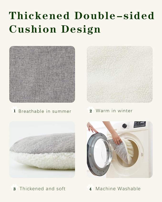 Cat House for Indoor Cat, Large Double Cat Houses Cat Bed Cave, Handwoven Rattan Pet Beds with One Soft Pad, 17 x 17 x 17 Inches Foldable Kitten Hideaway in Living Room Natural-Mewly Pet