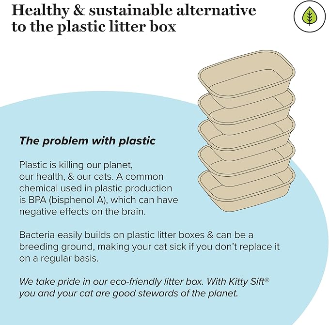 Kitty Sift (6-Pack) Disposable Cat Litter Box, Sustainable, Clean - Large, 6-Pack-Mewly Pet