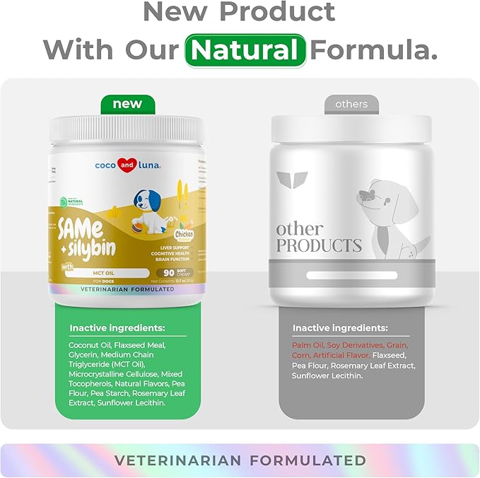 Same and Silybin for Dogs - S-Adenosyl-L-Methionine - 90 Soft Chews - Liver Supplements - Brain Health, Promotes Cognitive and Liver Support-Mewly Pet
