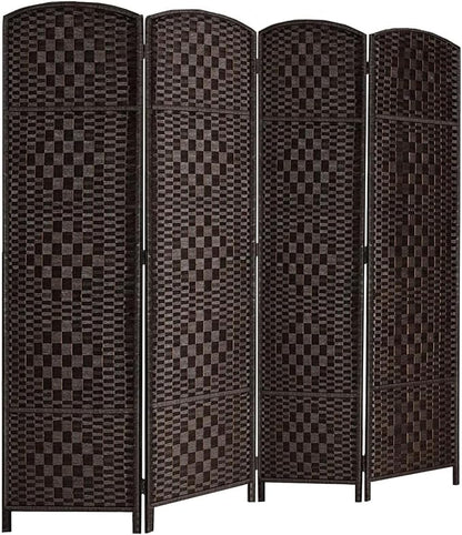 Rose Home Fashion Room Divider, 6 ft Tall Room Dividers and Folding Privacy Screens, 16in Privacy Screen 4 Panel Dark Coffee Space Temporary Wall Foldable Partition Separation
