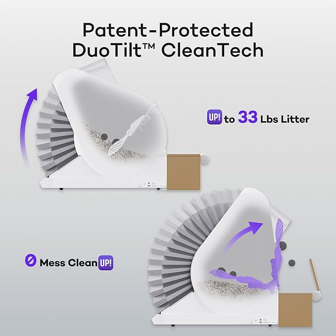 (Upgraded) Popur X5 Self Cleaning Cat Litter Box - Unique Open Top Split System - Automatic Litter Scooping Robot, Odor-Seal, 24 Inch Tray, 30-Day Capacity, 33 lbs. Load, 99% Leakproof (Cardboard Bin)-Mewly Pet