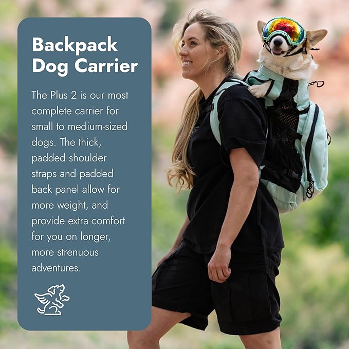 K9 Sport Sack Plus 2 - Small, Light Grey - Ideal for Dogs 13-16” Long - Adjustable, Backpack-Style Carrier with Multi-Functional Storage Pack, Thick Shoulder Straps & Padded Back Panel-Mewly Pet