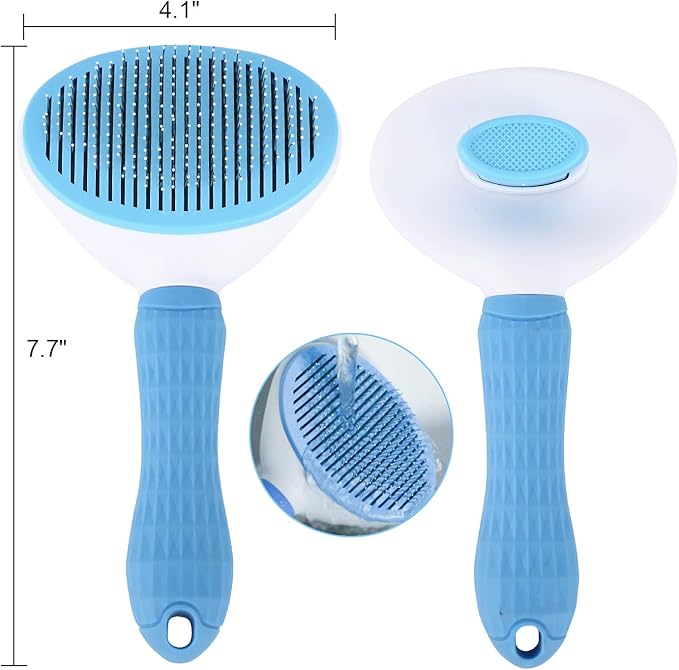 Depets Self Cleaning Slicker Brush, Dog Cat Bunny Pet Grooming Shedding Brush - Easy to Remove Loose Undercoat, Pet Massaging Tool Suitable for Pets with Long or Short Hair-Mewly Pet
