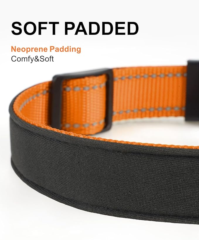 TagME Airtag Dog Collar,Waterproof Reflective Pet Collar with Airtag Holder,Soft Padded and Double D-Rings for Extra Large Dogs,Orange-Mewly Pet