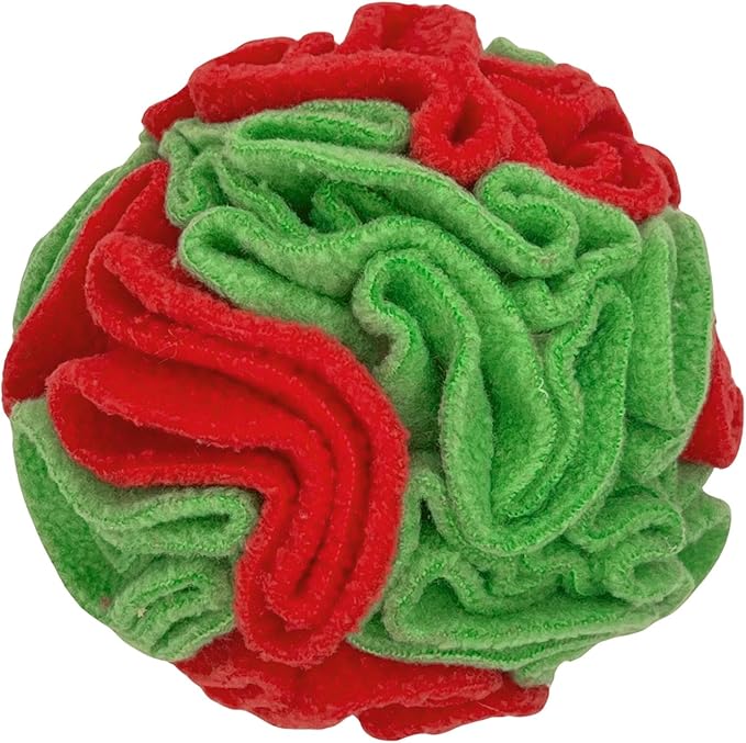 Puppy and Small Breed Snuffle Interactive Foraging Dog Puzzle Ball Toy Christmas Green and Red-Mewly Pet