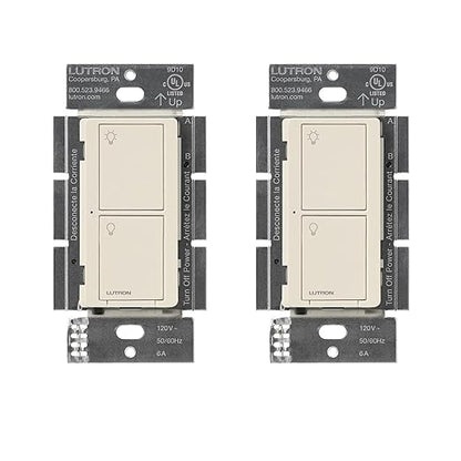 Lutron Caseta Original Smart Light Switch (Lutron Smart Hub Required), for Home, LED, and Fans, 6 Amp, Single-Pole/3-Way, Neutral Required, PD-6ANS-LA-2-Pack, Light Almond, 2 Pack