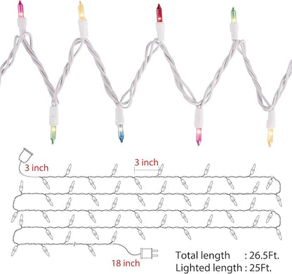 Easter Decorations Mini String Lights - 26.5 feet 100 Count Mini Light Set on White Wire Plug in End to End Connectable for Indoor Outdoor Party Yard Garden Patio Home Easter Decor, Multicolored