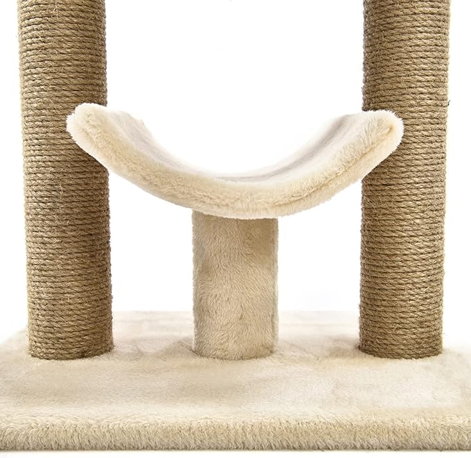 Amazon Basics Multi- Platform Cat Tree with Scratching Post for Indoor Cats up to 25lbs, 18 x 14 x 22 Inches, Beige-Mewly Pet