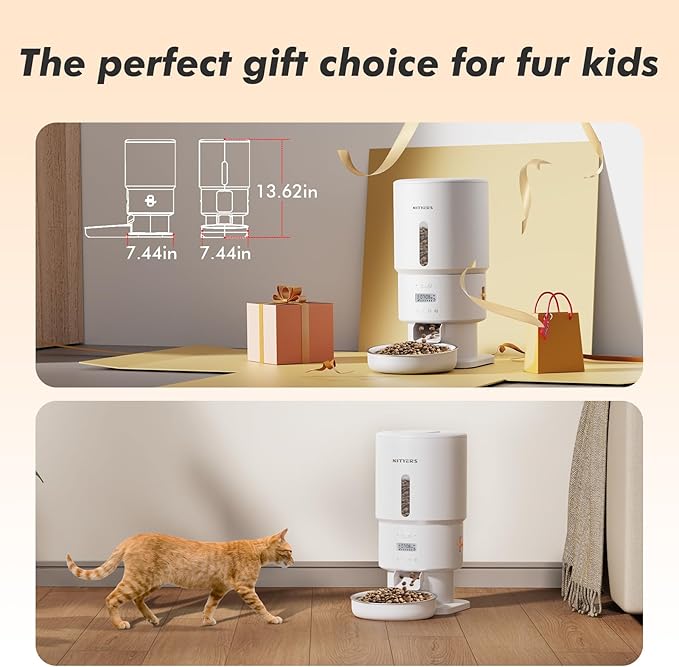 Automatic Cat Feeder - 5L Anti-Clog Cat Food Dispenser with Freshness Preservation, 1-6 Meals/Day, Programmable Portions, 10s Voice, 180-Day Battery Life, Auto Pet Feeder for Multi Cats & Dogs-Mewly Pet