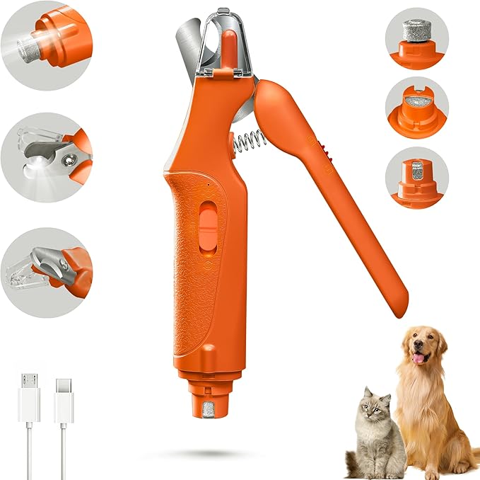 2-in-1 Cat Nail Clippers & Dog Nail Clippers Trimmers for Large Medium Small Dogs Cats Claw Trimmer Quick Sensor and Safety Guard USB Rechargeable with 2 LED Lights Dogs Nail Trimmer-Mewly Pet