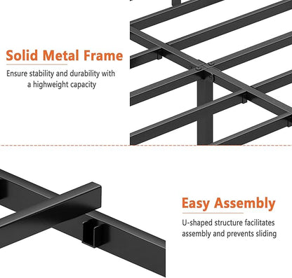 Queen Bed Frame-Classic Metal Platform Bed Frame,Mattress Foundation with Steel Slat Support,Under Foundation Storage,No Box Spring Needed, Easy Assembly, Queen Size