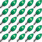 Brightown 25-Pack C7 Christmas Replacement Bulbs, C7 Green Incandescent Bulbs for Christmas Light Strings, E12 Candelabra Base, 5 Watt