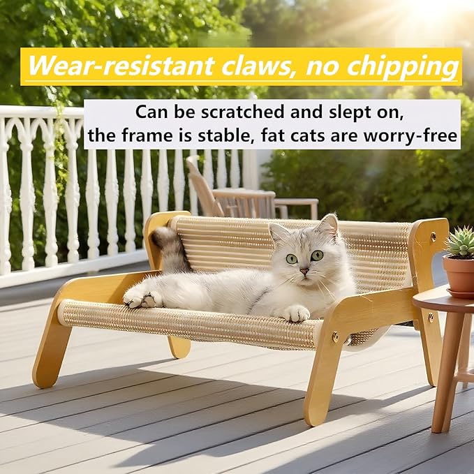 Scratcher Bed,Scratcher Couch,Scratcher Lounger,for Indoor Cats,Sisal Scratcher 2 in 1 Cat Couch, Wear-Resistant Scratching Lounge Chair,Additional Gift Sisal Scratcher-Mewly Pet