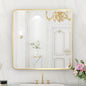 LED Bathroom Mirror with Lights, 32x32 Inch Gold Metal Framed LED Mirror for Bathroom, 3 Colors and Stepless Dimmable Wall Mounted Lighted Bathroom Vanity Mirror, Anti-Fog, Memory