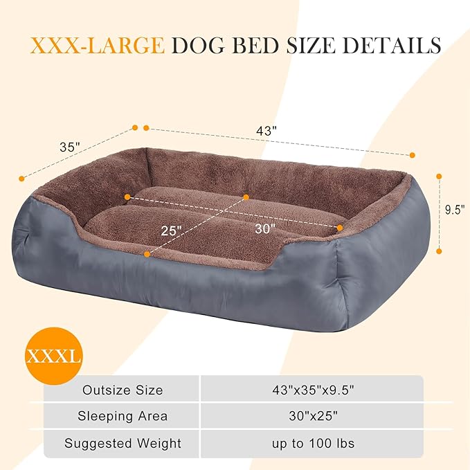 Dog Beds for Jumbo Dogs, Large Pet Beds Machine Washable, Soft Dog Sofa Bed with Non-Slip Bottom-Mewly Pet