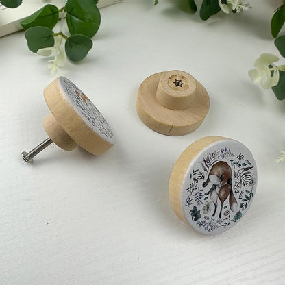 8Pack1.8 Wooden Jungle Animal Cabinet Drawer Knob Nursery Kids Room Dresser Furniture Drawer Handle Pulls and Knobs