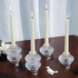 VOHO 12pcs Taper Candle Holders Ribbed Glass, Stylish Boho Candle Holder Stackable and Reversible for Candlesticks & Votive Candles, Clear Candle Sticks Holder Decor for Dining Table Centerpiece