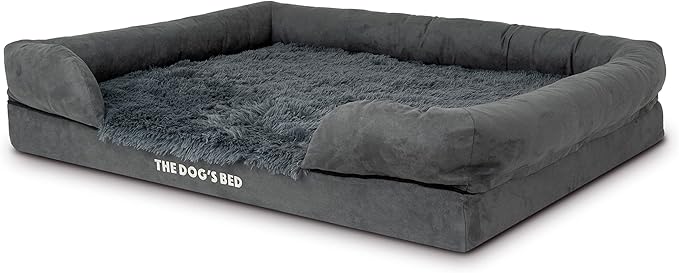 The Dog’s Bed, XL Grey Fur 43.5x34,Memory Foam, Pain Relief: Arthritis, Hip & Elbow Dysplasia, Post Surgery, Lameness, Supportive, Calming, Waterproof Washable Cover, Veterinary Approved-Mewly Pet