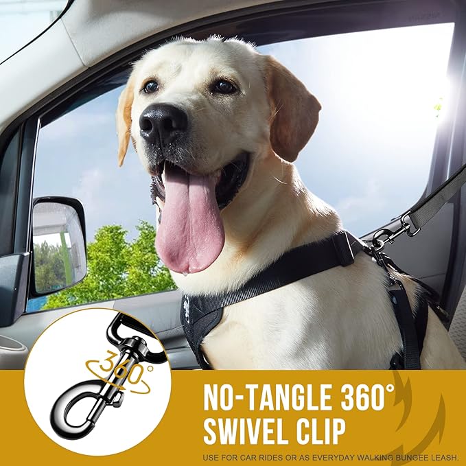 OneTigris Dog Safety Vest Harness, REX Car Use Dog Harness Adjustable Pet Harness with Leash for Medium Large Dogs(Black,L)-Mewly Pet