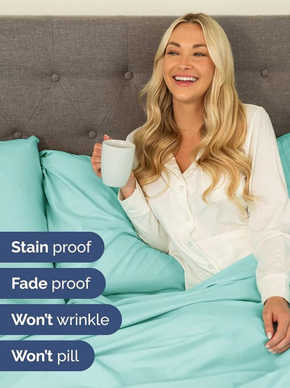 Extra Deep Cal King Sheet Set - 6 Piece Breathable and Cooling Sheets - Hotel Luxury Bed Sheets Set - Easy Fit - Soft, Wrinkle Free and Comfy Sheets Set - Spa Blue Sheet Set with Extra Deep Pockets