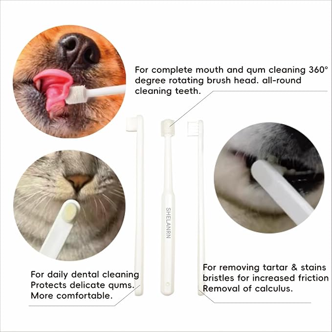 Dental Care for Pets - Dog Tooth Brushing Kit, Dog Toothpaste, Cat Toothbrush kit, Pet chew Toys, Dog Teeth Cleaning, 5 in 1 KIT for Large and Small Pets, Pets are Durable in Use !-Mewly Pet