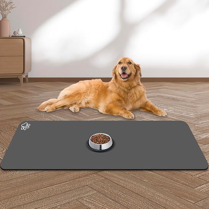 Large Pet Feeding Mat, Absorbent Quick Dry Dog Mat for Food and Water Bowl, Non Skid Cat Bowl Mat, No Stains for Pet Water Dispenser Pet Supplies for Messy Drinkers-Mewly Pet