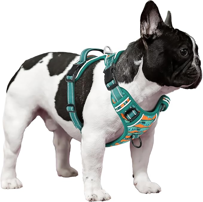 Timos No Pull Dog Harness,No Choke Front Clip Dog Reflective Harness,Adjustable Soft Padded Pet Vest with Easy Control Handle for Small Dogs,Wilderness,S-Mewly Pet