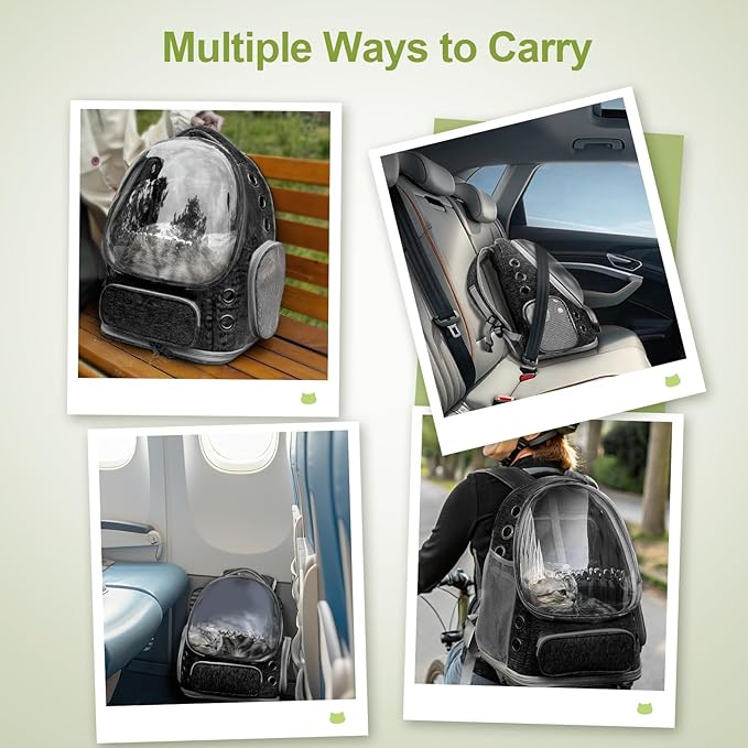 Expandable Cat Backpack,Cat Bubble Backpack Carrier for Carrying Cats, Pets and Small Dogs,Airline-Approved,Designed for Travel, Hiking, Walking,Car （Black-Mewly Pet