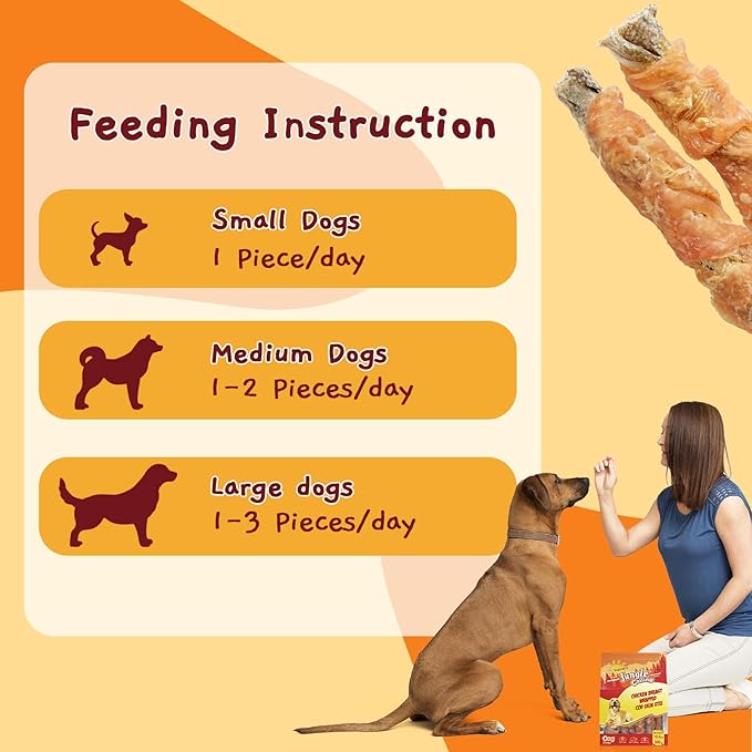 Jungle Calling Dog Treats, High Protein Dog Chewy Treats Health Teeth and Coat, Chicken Wrapped Cod Skin Sticks, Rawhide-Free Cod Fish Skin Treats for Dogs, 10.6 oz-Mewly Pet