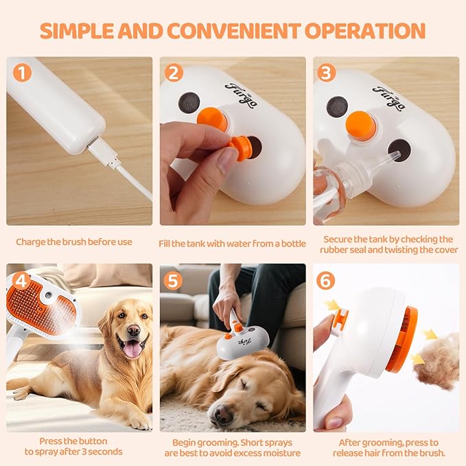 Cat Steam Brush-3 in 1 Pet Brush,Dog Shedding Tool Self Cleaning Pet Spray Depilation Comb with Release Button,Dog Steam Brushs,Cat Grooming Supplies for Long Short Haireds-Mewly Pet