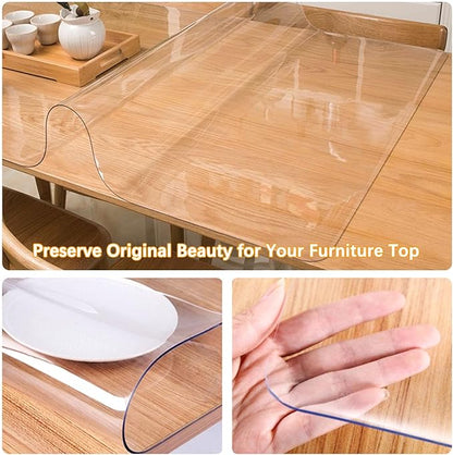 40 Inch Round Clear Table Protector for Dining Kitchen Desk Top Pad Mat Glass Furniture Coffee Marble End Bed Sofa Side Bar Night Stand Dinner Table Thick Plastic PVC Vinyl Circle Tablecloth Cover