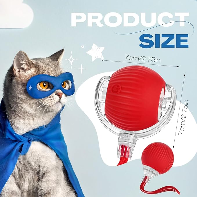 2 Pcs Interactive Rolling Cat Dog Toy Ball, Electric Cat Ball Toy Smart Automatic Self Rolling Dog Ball Toys, 360° Smart Rolling Ball Toy Electric Balls for Dog Cat (Red)-Mewly Pet
