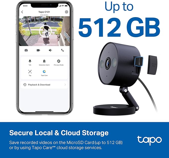 Tapo by TP-Link 2K QHD Security Camera Indoor/Outdoor, Color Night Vision, Free Person/Pet/Vehicle Detection, Baby Monitor, Local/Cloud Storage, IP66, Dual-Spotlight, Black(C121)-Mewly Pet