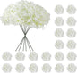 20 Pcs White Hydrangea Artificial Flowers Bulk, Faux Hydrangea Flowers Heads, Artificial Fake Silk Hydrangea Flowers with Stems, White Flowers Artificial for Decoration Wedding Décor